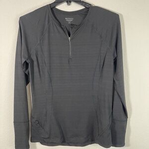 Athleta Black 1/4 Zip Long Sleeve Mock Neck Running Top Vented Athletic Womens L